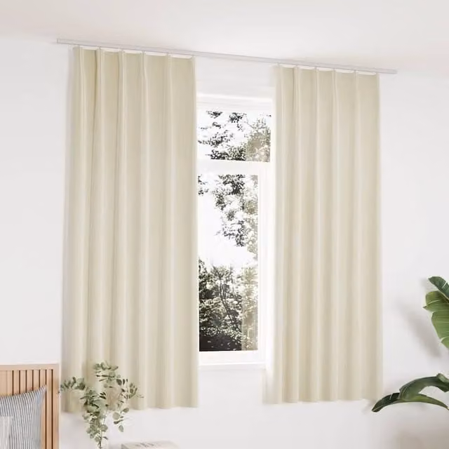 Set de 2 cortinas opacas de terciopelo Vidaxl en color beige con ganchos, An/Al: 140 x 175 cm