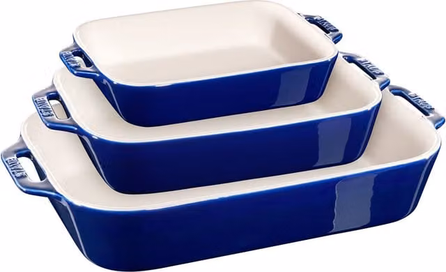 Set de 3 bandejas de horno rectangulares Staub en cerámica esmaltada, Azul oscuro