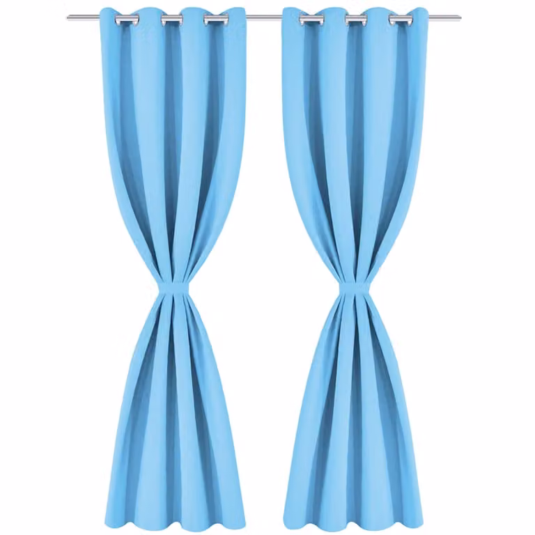 Cortinas opacas de satén vidaXL de 2 piezas con ojales de metal, color turquesa, An x Al: 135 x 175 cm
