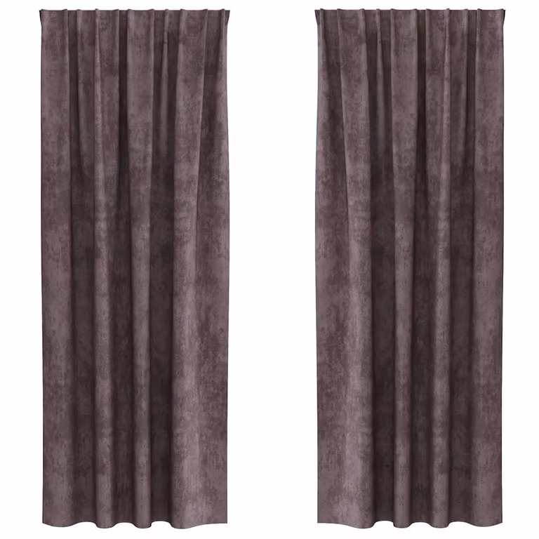 Set de 2 cortinas de terciopelo opacas vidaXL en color marrón con aislamiento térmico, An/Al: 140 x 260 cm