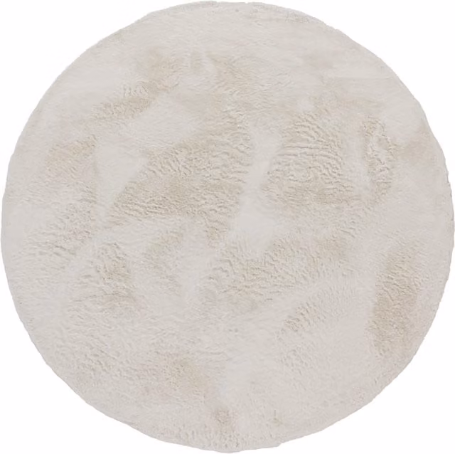 Alfombra de piel sintética Fluffy de color beige, diseño redondo y moderno, Diámetro: 200 cm
