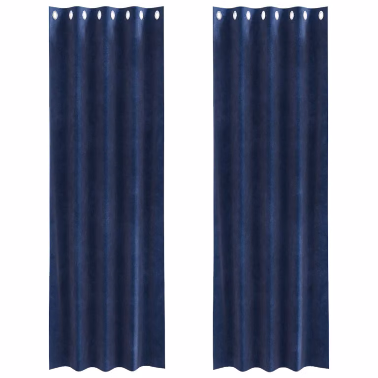Set de 2 cortinas blackout de terciopelo vidaXL en azul, An: 140 cm, Al: 225 cm