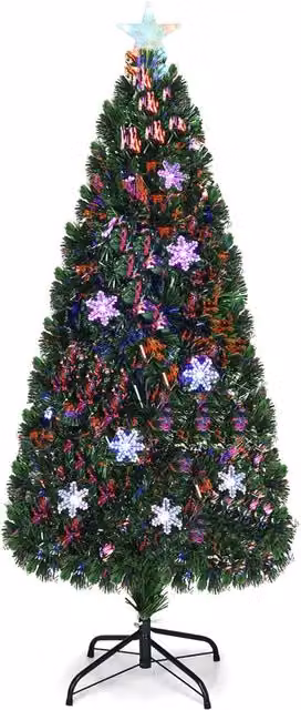 Árbol de Navidad Artificial Costway de 180 cm con Base de Fibra de Vidrio e Iluminación LED RGB Multicolor para Decoración de Hogar y Fiestas