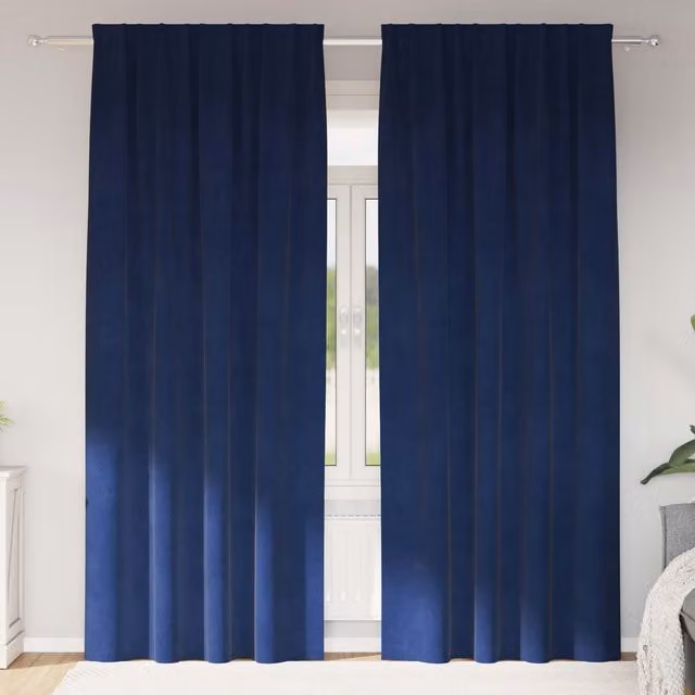 Set de 2 cortinas opacas de terciopelo vidaXL en azul, An/Al: 140 x 260 cm