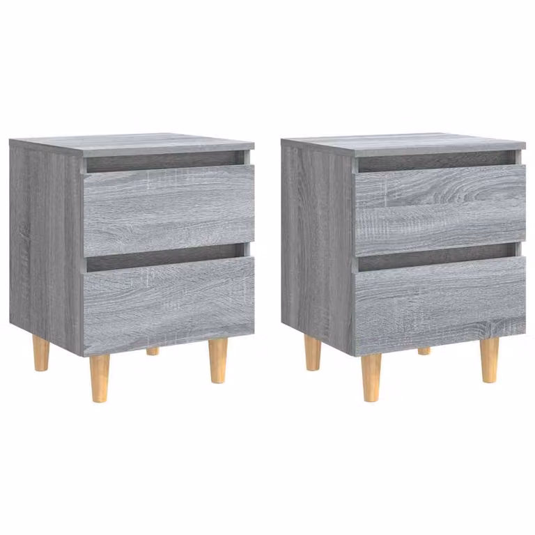 Set de 2 mesitas de noche vidaXL de estilo escandinavo en color gris sonoma con patas de madera, An/P/Al: 40 x 35 x 50 cm