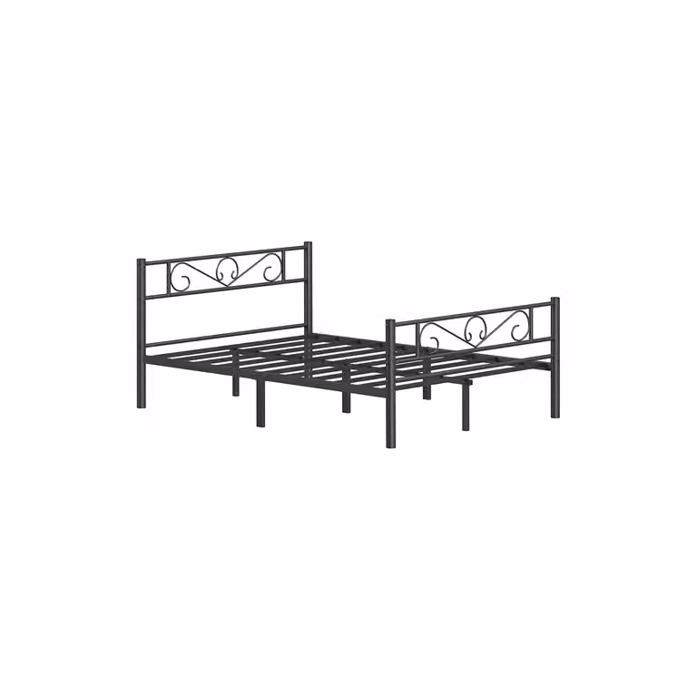 VASAGLE Marco de Cama Doble de Metal Negro para Colchón de 140 x 200 cm