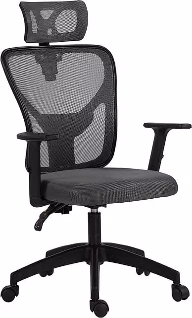 Silla de oficina ergonómica Vinsetto con soporte lumbar, reposacabezas y altura regulable, Gris, An/P/Al: 66 x 61 x 106-116 cm