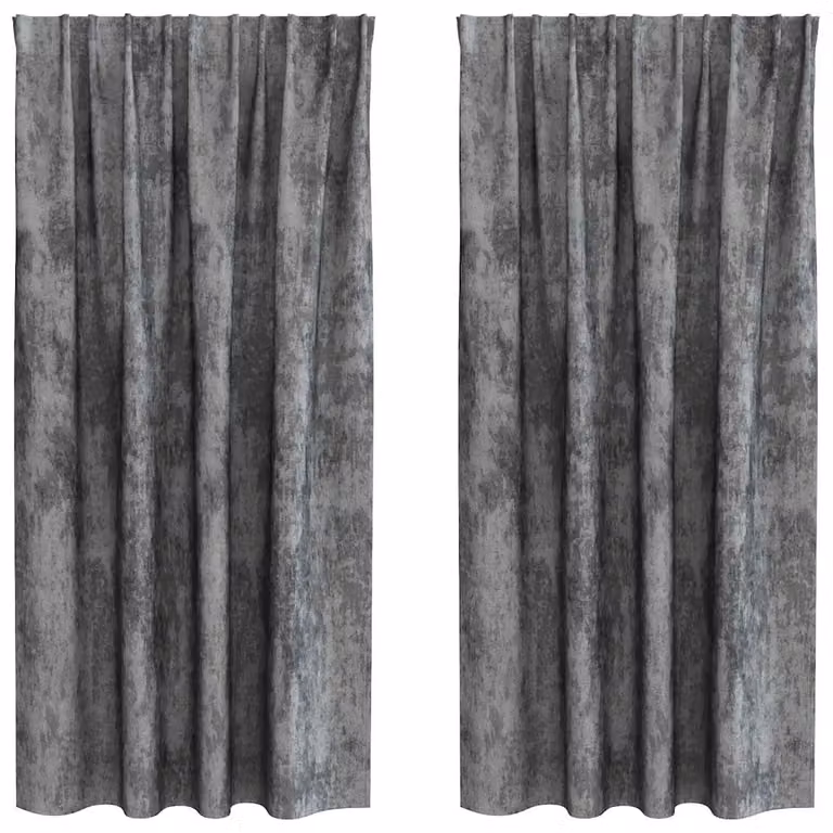 Set de 2 cortinas de terciopelo vidaXL en color gris con efecto blackout y aislamiento térmico, An/Al: 140 x 175 cm