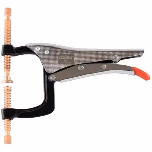 Abrazadera de soldadura Dolex S2D-4 con doble tornillo superior e inferior en color plata