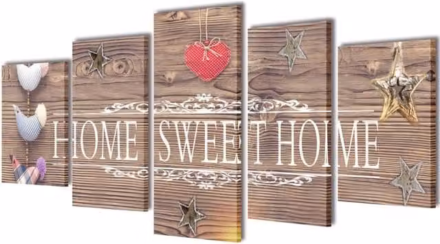 Set decorativo de lienzos para pared vidaXL Home sweet home multicolor An/P/Al: 100 x 50 cm