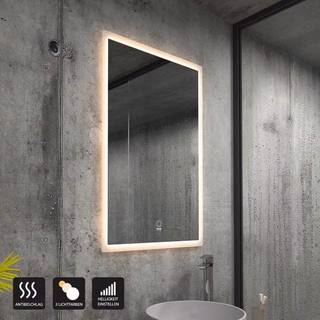 Espejo LED rectangular NOLA de Home Deluxe en color blanco, An/Al: 60 x 80 cm