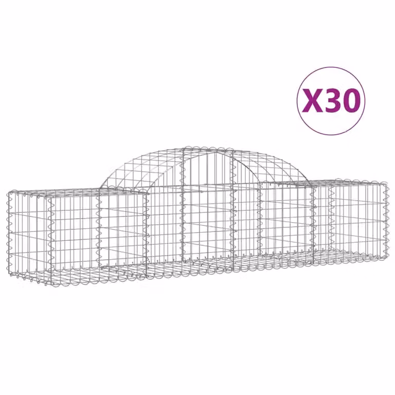 Set de 30 cestas de gaviones videx en forma de arco de acero galvanizado color gris y plata, An/P/Al: 200 x 50 x 40/60 cm