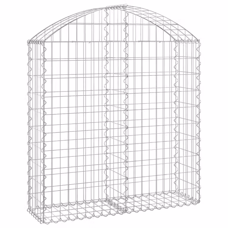 Cesta gaviones forma arco vidaXL de hierro galvanizado color plata An/P/Al: 100 x 30 x 100/120 cm