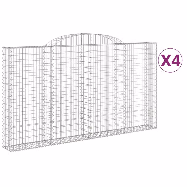 Set de 4 cestas de gaviones videx en acero galvanizado color gris y plata, forma de arco, An/P/Al: 300 x 30 x 160/180 cm