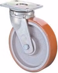 Rueda giratoria de carga pesada BS ROLLEN con rueda de poliuretano, capacidad 1300 kg, diámetro 250 mm, placa de 138 x 110 mm