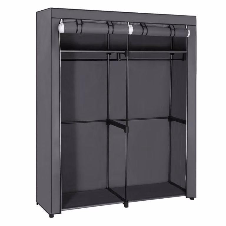 Armario de ropa plegable Songmics de color gris con estantes y barra de colgar An/P/Al: 140 x 43 x 174 cm