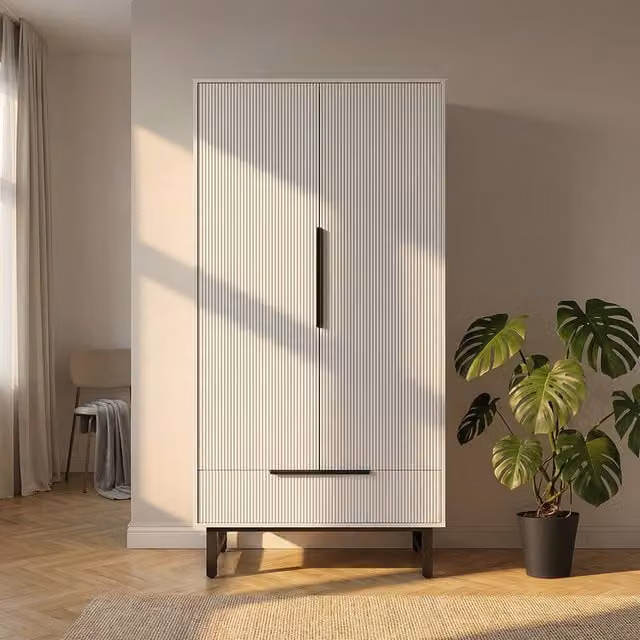 Armario NYLA Home Deluxe con puertas correderas y espejo en color blanco An/P/Al: 100 x 40 x 200 cm