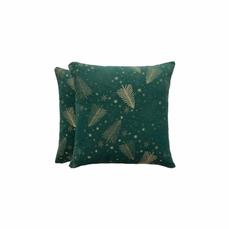 Lote de 2 fundas de cojín navideñas Gamusi de jacquard en algodón y poliéster, color verde, 45 x 45 cm