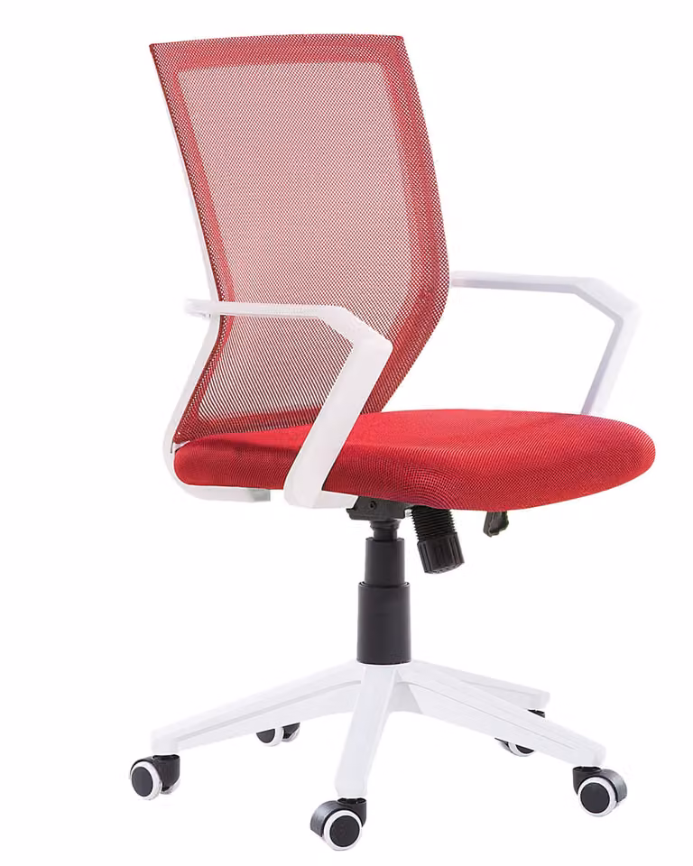 Silla de oficina giratoria Beliani roja con diseño moderno, tapizada en tejido y con altura ajustable para tu hogar o trabajo