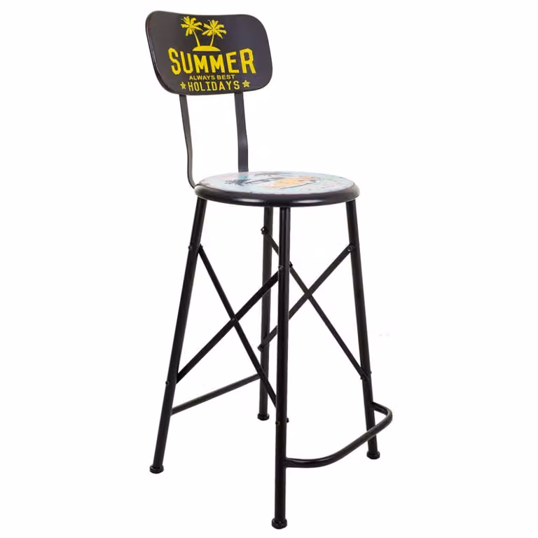 Taburete de metal negro estilo industrial Wanderlust deco An/P/Al: 40 x 46 x 100 cm