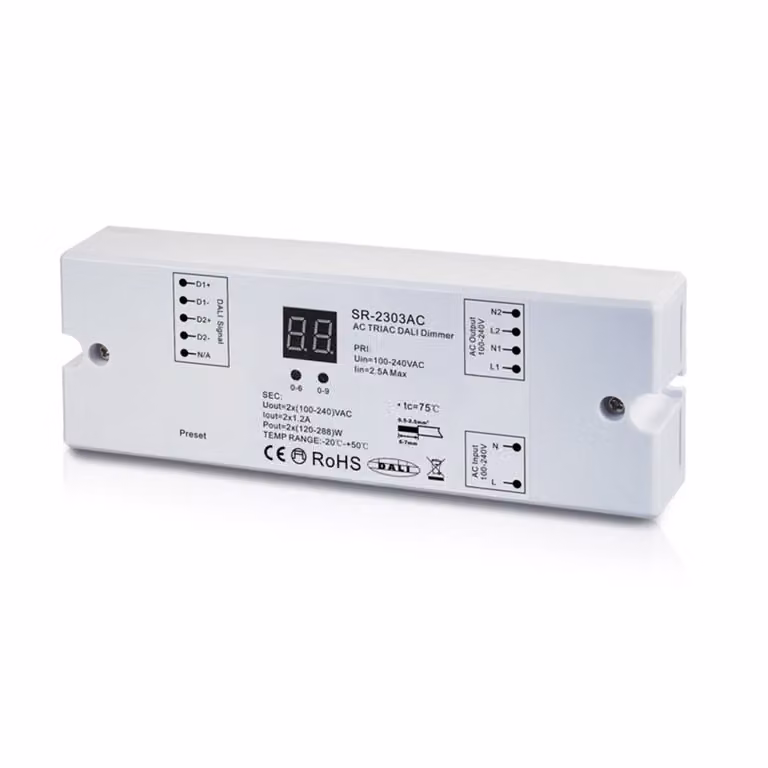 Driver LED regulable DALI LEDBOX 576W 12A 2CH blanco