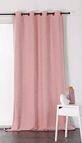 Cortina Linder de terciopelo rosa con ojales, térmica y opaca, An/P/Al: 140 x 260 cm