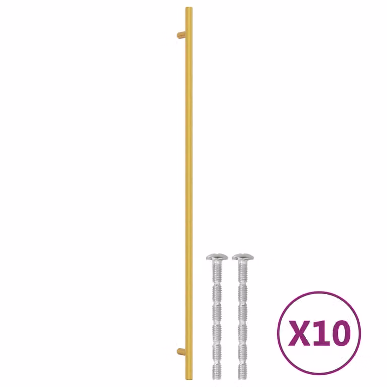Set de 10 tiradores para armarios vidaXL en acero inoxidable dorado de 48 cm