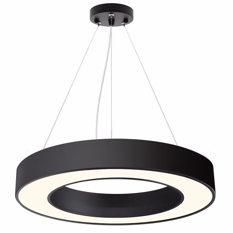 Luminaria LED colgante o de superficie LEDBOX Pull de 50W en color blanco o negro con luz cálida, Diámetro: 60 cm