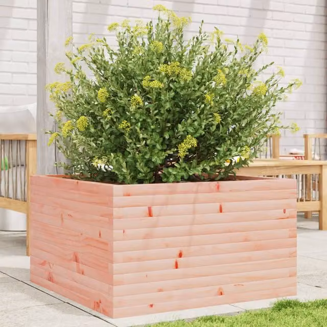 Jardinera de madera maciza de abeto Douglas Maison exclusive, color marrón, An/P/Al: 80 x 80 x 45,5 cm