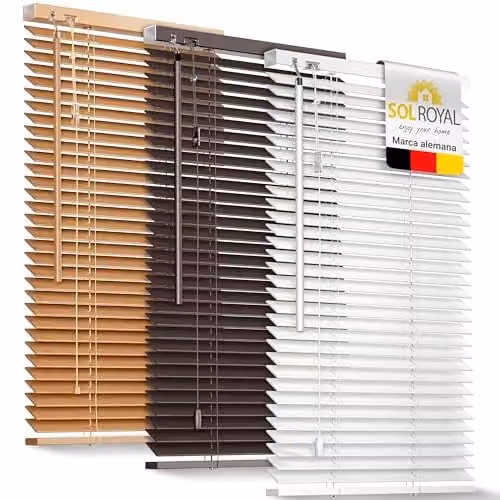 Persiana Veneciana de Madera Sol Royal en color blanco An/Al: 250 x 90 cm