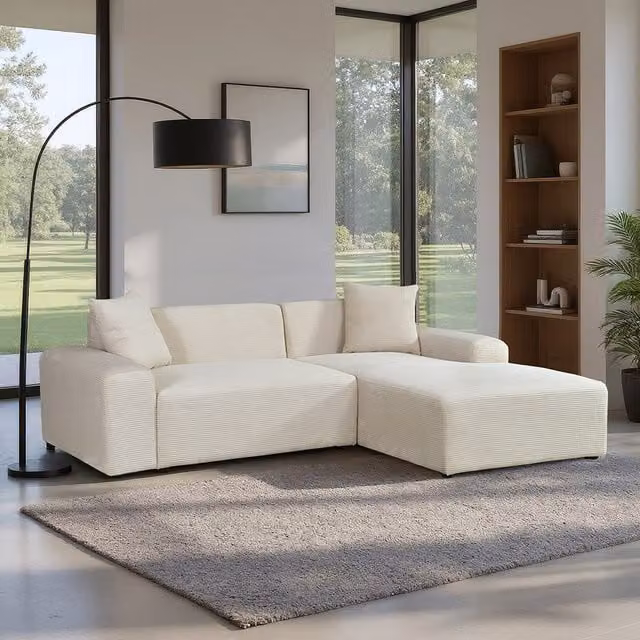 Sofá rinconera AMELIO de Home Deluxe en color beige con diseño moderno y orientación derecha, An/P/Al: 240 x 178 x 71 cm