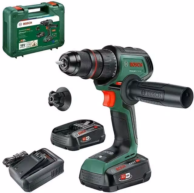 Taladro atornillador de batería Bosch AdvancedDrill 18V-80 de 18 V con 2 baterías de 2,5 Ah y 78 Nm en color verde
