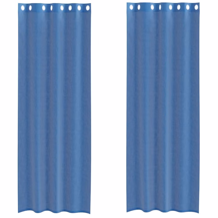 Set de 2 cortinas de gasa semi transparente con ojales vidaXL en azul real