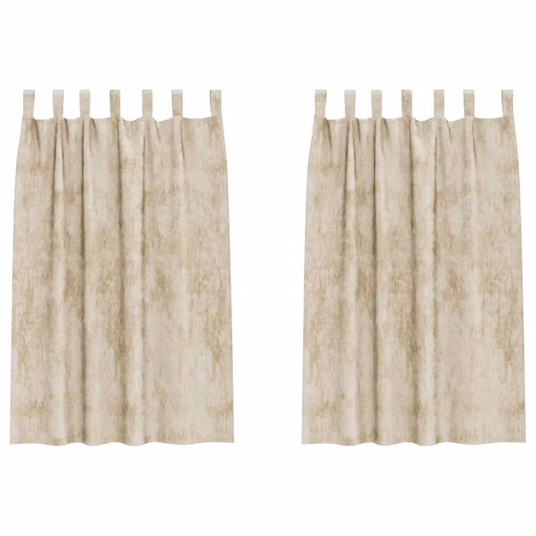 Set de 2 cortinas de terciopelo opacas vidaXL en color beige con aislamiento térmico, An/Al: 140 x 175 cm
