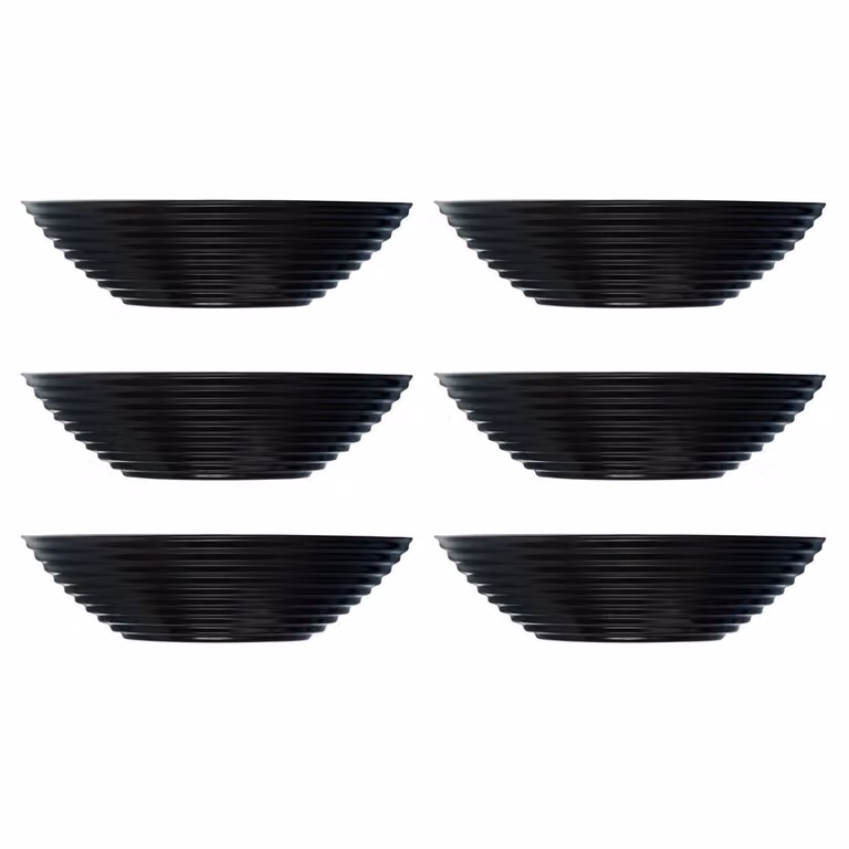 Juego de 6 platos para sopa Luminarc Harena Negro de vidrio de 20 cm