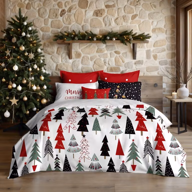 Funda nórdica de Navidad Decolores Home multicolor en poliéster, An/P/Al: 140 x 200 cm