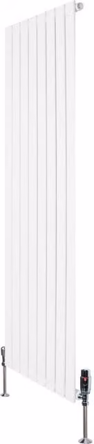 Radiador de columna simple Monster Shop en acero blanco con válvulas termostáticas y kit de fijación, 1229W, Al x An: 160 x 56 cm