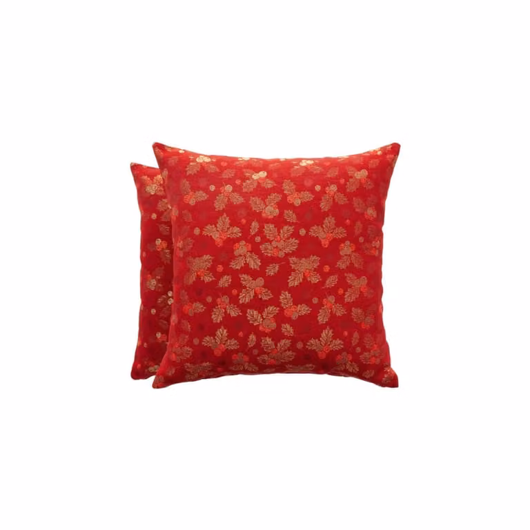Lote de 2 fundas de cojín Gamusi de Navidad en jacquard de algodón y poliéster, color rojo, 45 x 45 cm