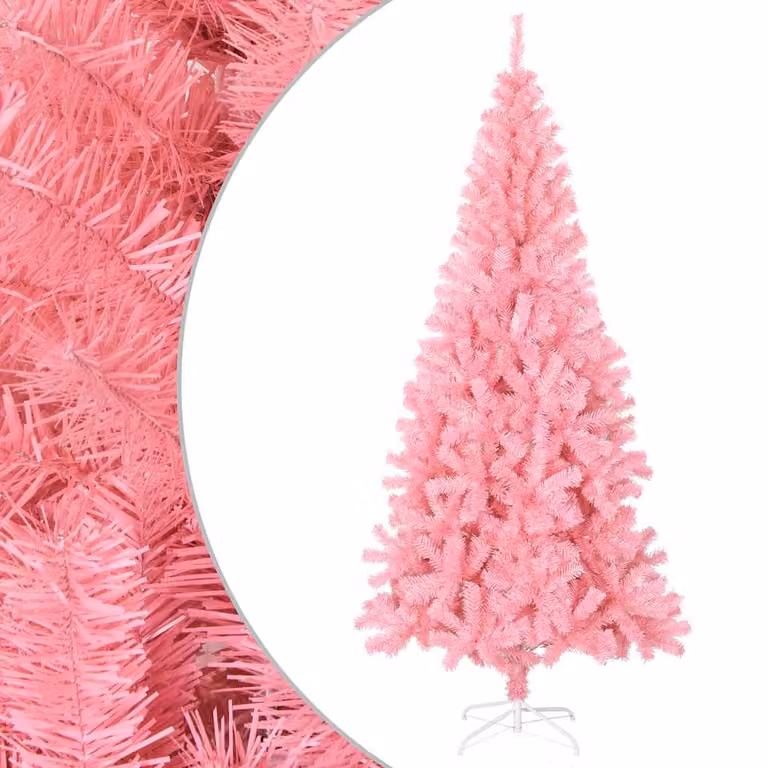 Árbol de Navidad artificial rosa vidaXL con soporte de PVC y metal, Altura: 180 cm