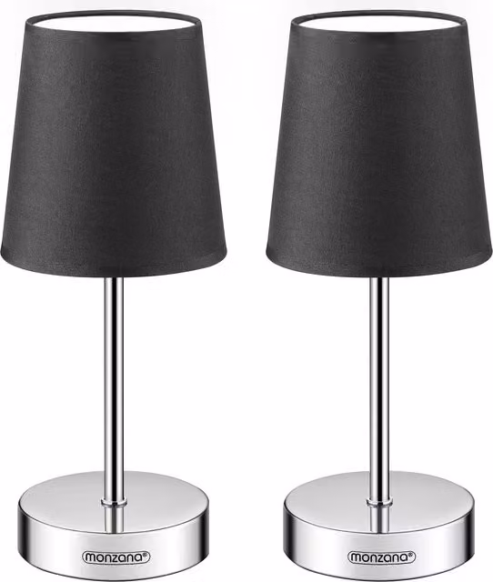 Set de 2 lámparas de mesa Monzana en color gris con detalles cromados, An/P/Al: 13 x 13 x 32 cm