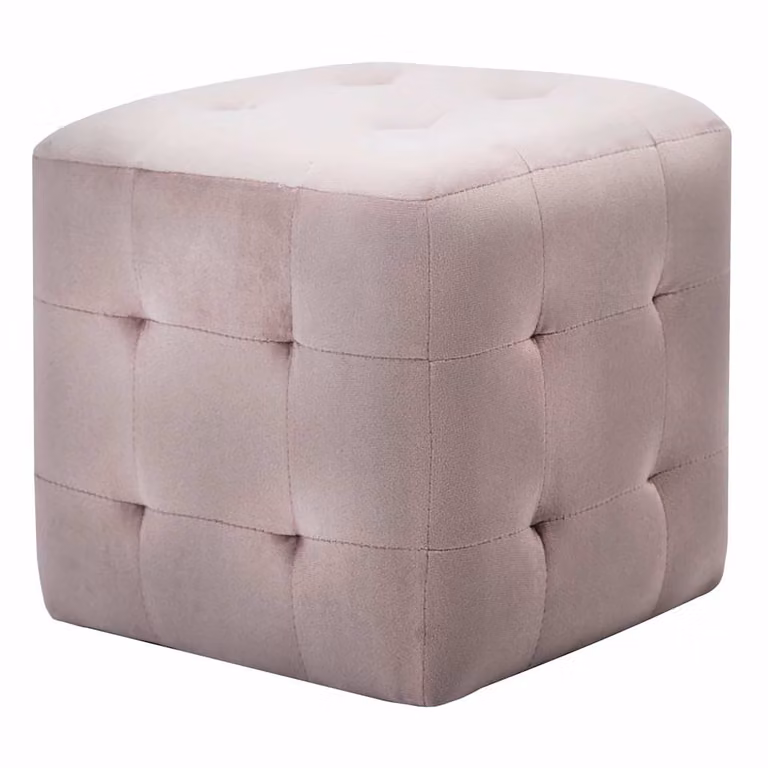 Set de 2 pufs vidaXL de terciopelo rosa con diseño de cubo moderno, An/P/Al: 30 x 30 x 30 cm