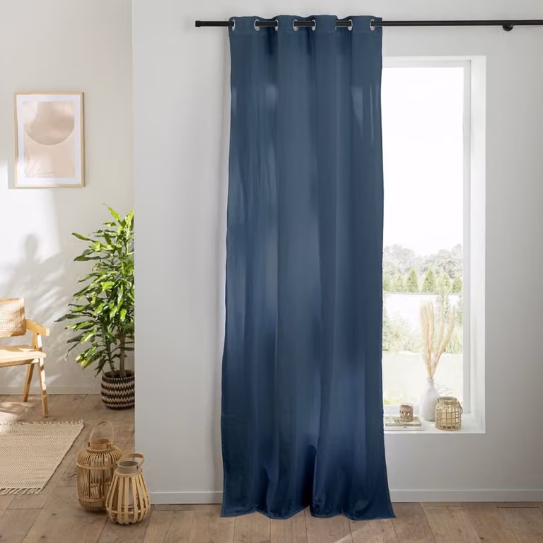 Cortina de gasa de algodón lisa Future Home con ojales, semitransparente, An: 140 cm, Al: 260 cm