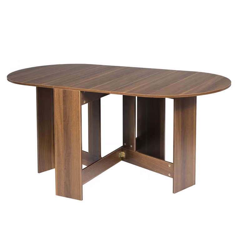 Mesa de comedor extensible Costway de madera y metal con bordes redondeados y soporte en X, color marrón, An/P/Al: 163 x 80 x 75 cm