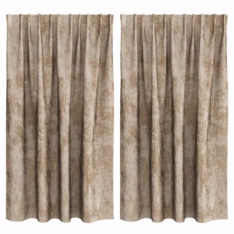 Set de 2 cortinas de terciopelo opacas vidaXL en color beige con aislamiento térmico, An/Al: 140 x 140 cm