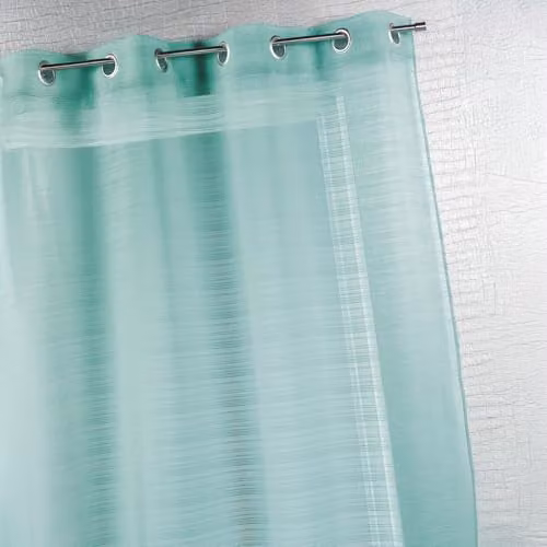 Visillo de fantasía con rayas finas Homemaison en color turquesa con ojales de plata, 290 x 240 cm