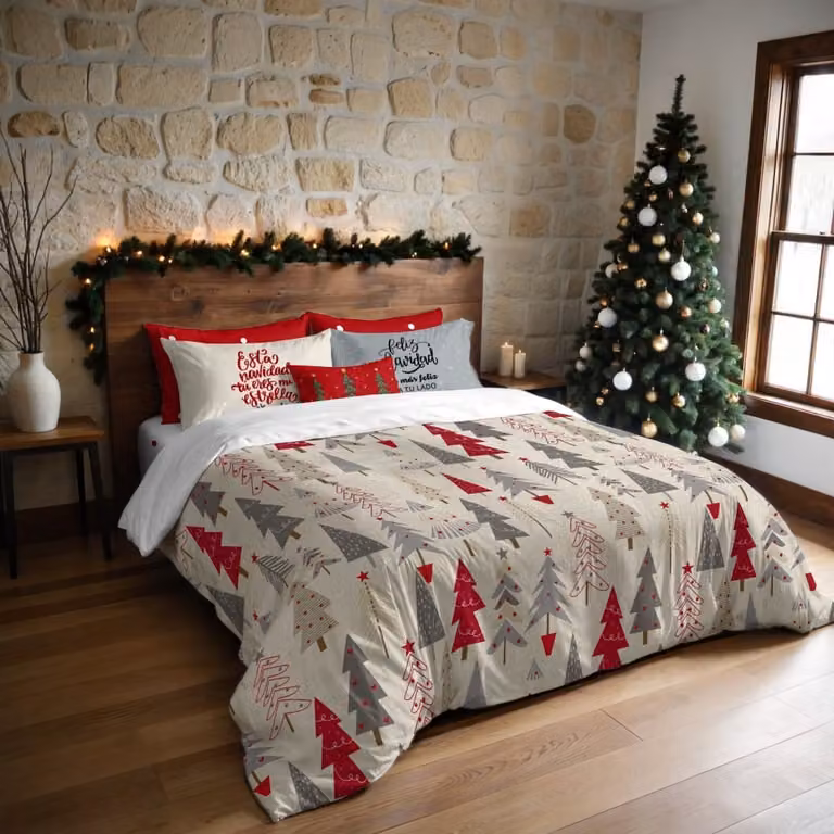 Funda nórdica de Navidad Decolores Home multicolor en poliéster, An/P/Al: 140 x 200 cm