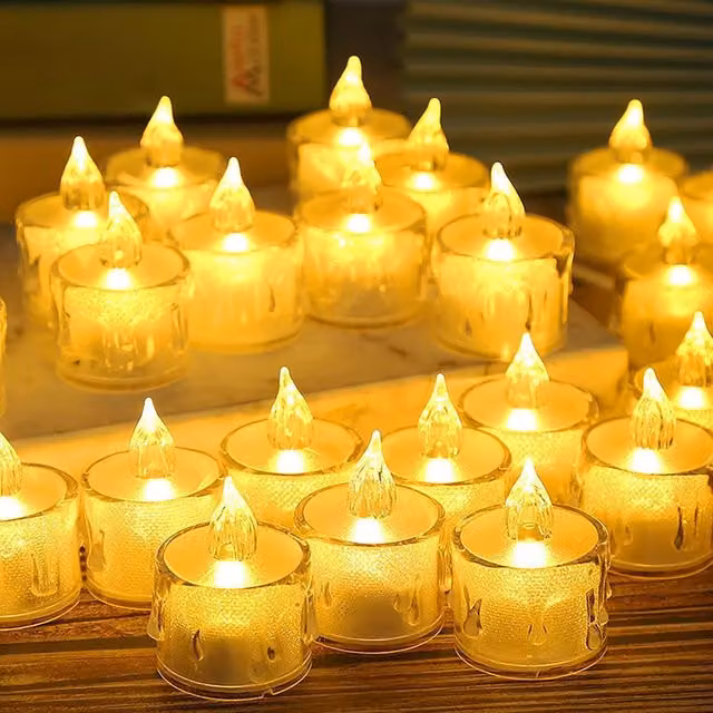 Pack de 35 velas LED Catherine tipo tealight con efecto de llama parpadeante y pilas incluidas para decoración de bodas, Navidad y fiestas