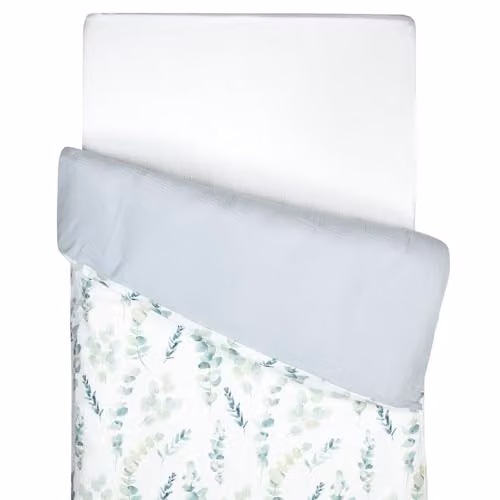 Funda nórdica reversible Sevira Kids de algodón con diseño floral Eucalyptus en colores gris, multicolor y blanco, An/P/Al: 120 x 80 x 25,1 cm