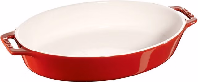 Fuente para horno ovalada Staub de cerámica color rojo, 29 cm