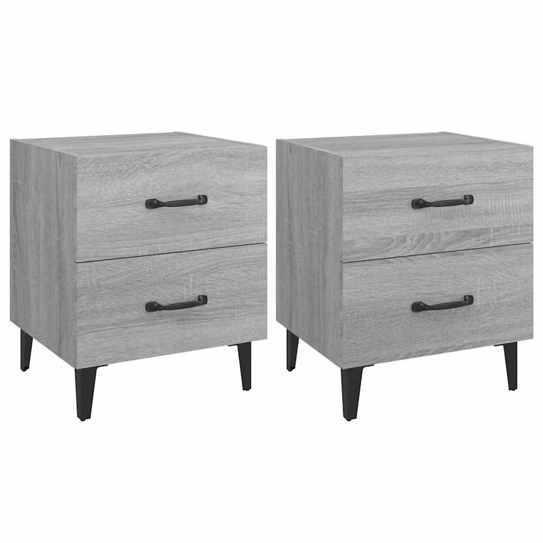 Set de 2 mesitas de noche vidaXL en color gris sonoma, An/P/Al: 40 x 35 x 47,5 cm